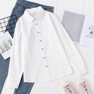 Γυναικείο πουκάμισο απλό μοντέλο σε λευκό χρώμα
