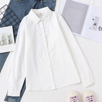 Γυναικείο πουκάμισο απλό μοντέλο σε λευκό χρώμα
