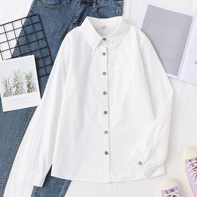 Γυναικείο πουκάμισο απλό μοντέλο σε λευκό χρώμα