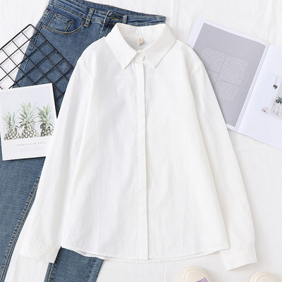 Γυναικείο πουκάμισο απλό μοντέλο σε λευκό χρώμα