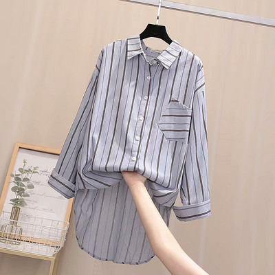 Naiste triibuline särk - asümmeetriline mudel