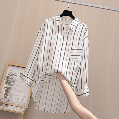 Naiste triibuline särk - asümmeetriline mudel