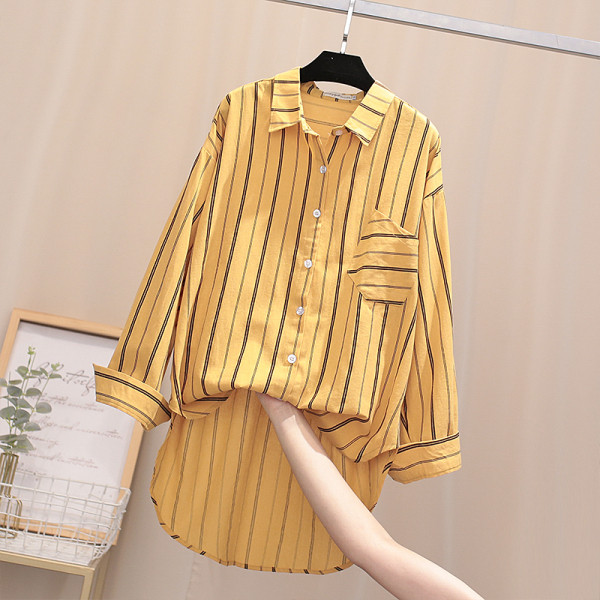 Naiste triibuline särk - asümmeetriline mudel