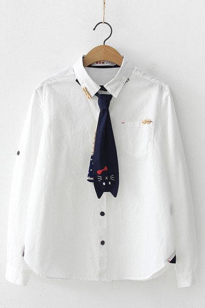 Alkalmi női ing klasszikus gallérral, nyakkendővel