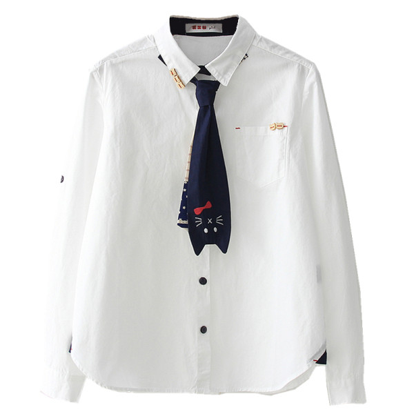 Alkalmi női ing klasszikus gallérral, nyakkendővel