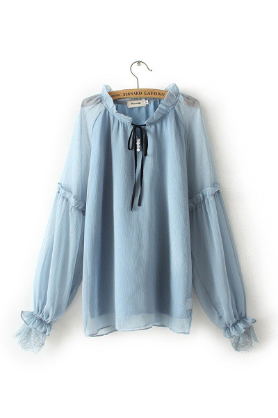 Naiste lipsude ja tüllvarrukatega särk