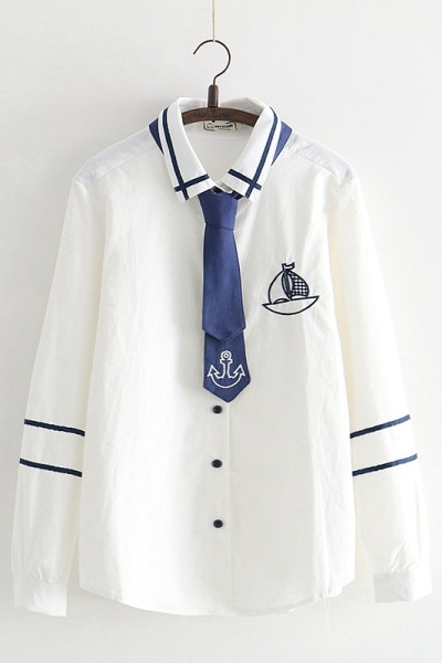 Modern női ing klasszikus gallérral és nyakkendővel