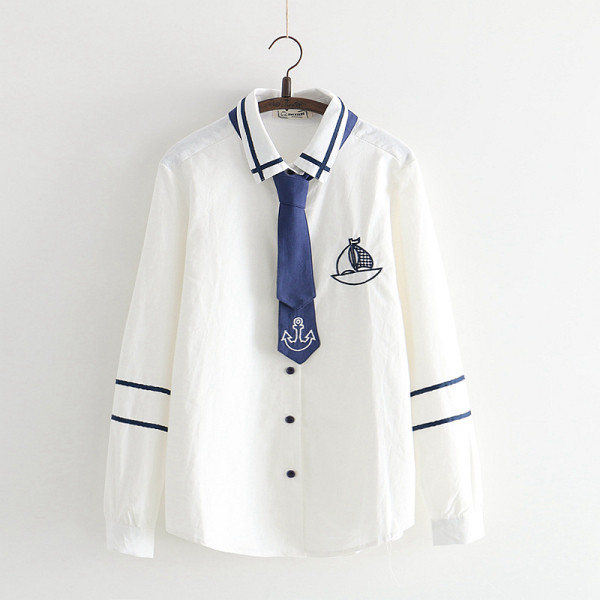 Modern női ing klasszikus gallérral és nyakkendővel