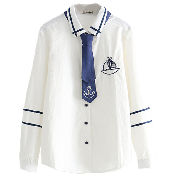 Modern női ing klasszikus gallérral és nyakkendővel