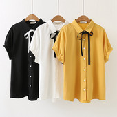 Női alkalmi ing rövid ujjal és szalaggal