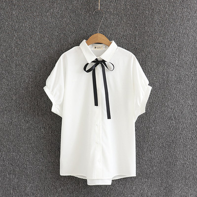 Női alkalmi ing rövid ujjal és szalaggal