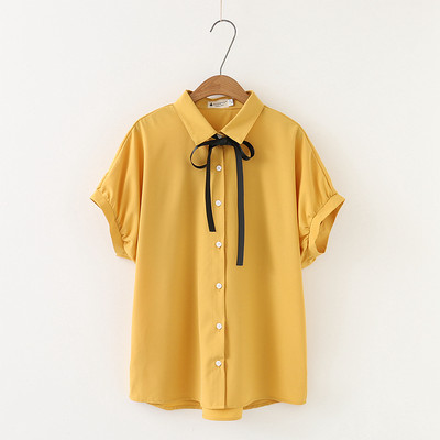 Női alkalmi ing rövid ujjal és szalaggal