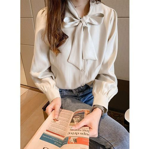 Μοντέρνο γυναικείο πουκάμισο με κορδέλα