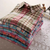 Új modell női kockás ing hímzéssel