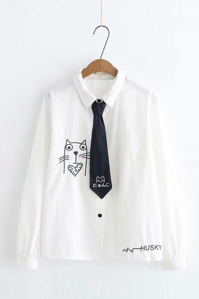 Alkalmi női ing hímzéssel - fehér színben