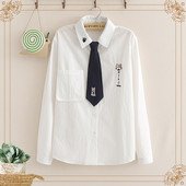 Női ing hosszú ujjal, fehér hímzéssel