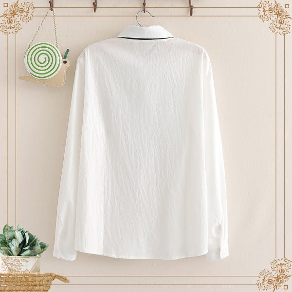 Női ing hosszú ujjal, fehér hímzéssel