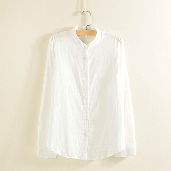 Γυναικείο φαρδύ πουκάμισο σε λευκό και μπλε χρώμα