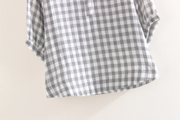 Ruuduline naiste särk nööpide ja 7/8 varrukatega