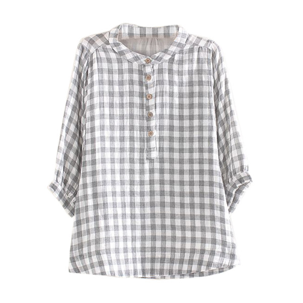 Ruuduline naiste särk nööpide ja 7/8 varrukatega