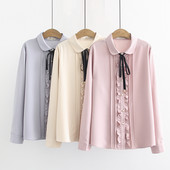 Női alkalmi ing szalaggal és klasszikus gallérral, három színben