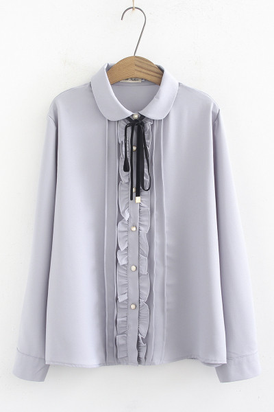 Női alkalmi ing szalaggal és klasszikus gallérral, három színben