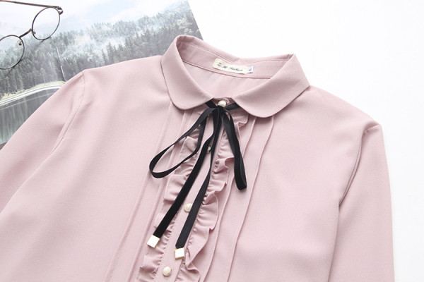 Női alkalmi ing szalaggal és klasszikus gallérral, három színben