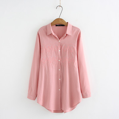 Női alkalmi ing klasszikus gallérral és három színben hímzéssel