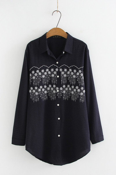 Női alkalmi ing klasszikus gallérral és három színben hímzéssel