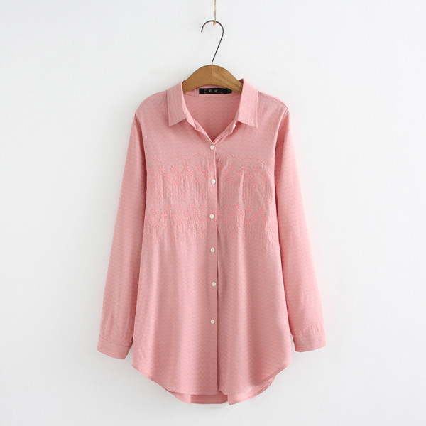 Női alkalmi ing klasszikus gallérral és három színben hímzéssel