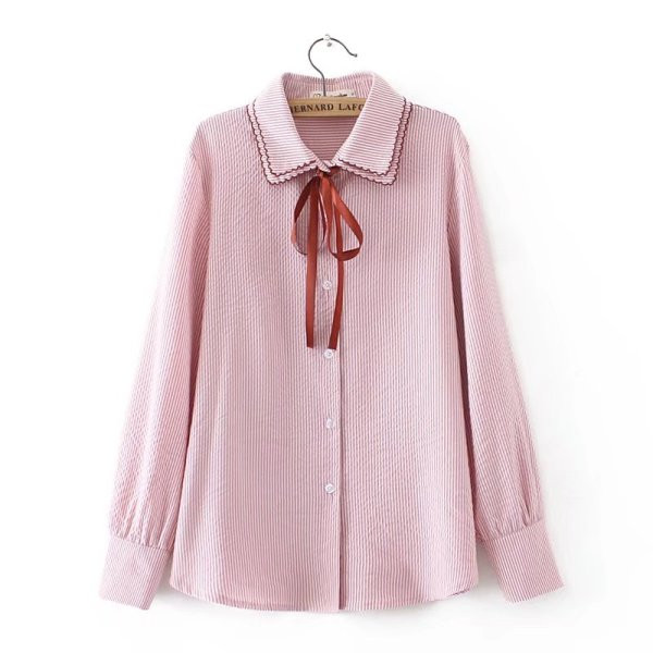 Γυναικείο casual πουκάμισο σε τρία χρώματα με κορδέλα και κουμπιά