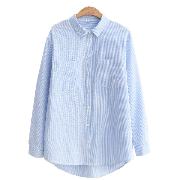 Uus mudel naiste triibuline taskutega särk