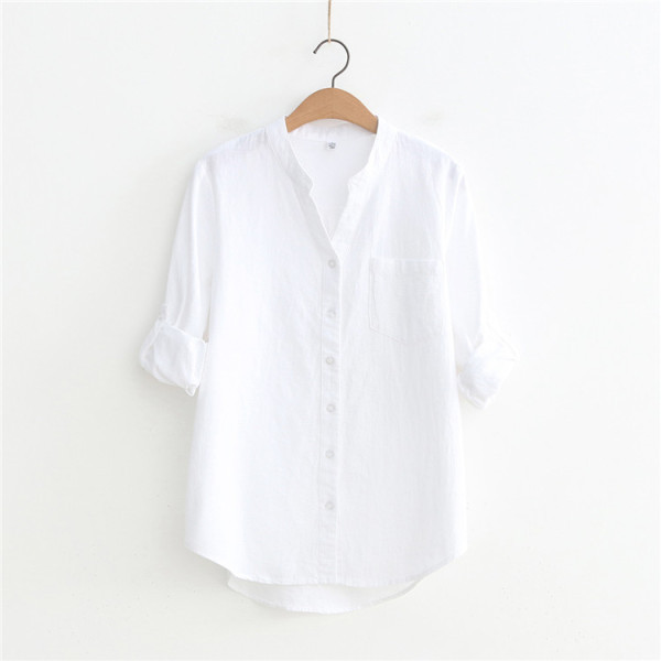 Casual γυναικείο πουκάμισο με λαιμόκοψη και τσέπη