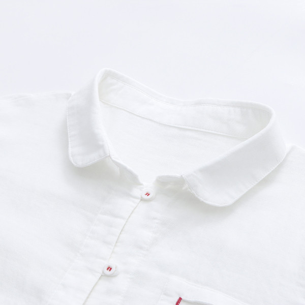 Γυναικείο casual πουκάμισο σε λευκό χρώμα - φαρδύ μοντέλο