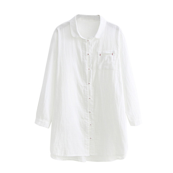 Γυναικείο casual πουκάμισο σε λευκό χρώμα - φαρδύ μοντέλο