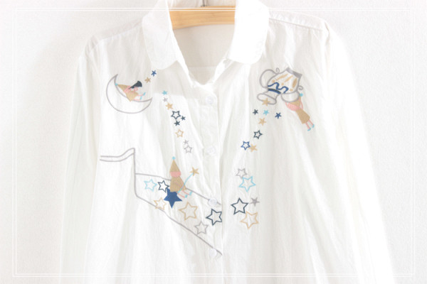 Casual ριγέ πουκάμισο με χρωματιστό κέντημα