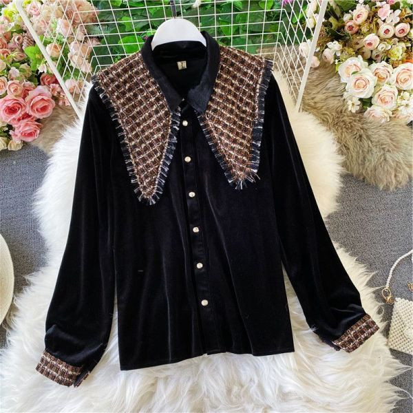 Stílusos női ing és szoknya szett piros és fekete színben