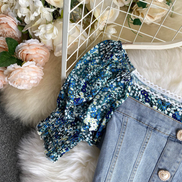 Ženski teksas komplet iz dva dijela sa kovrčama