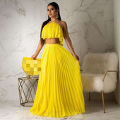 Moodne naiste topi ja plisseeritud seeliku komplekt