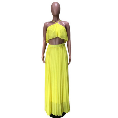 Moodne naiste topi ja plisseeritud seeliku komplekt