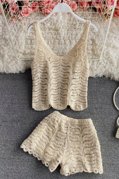Új modell kötött női kétrészes szett