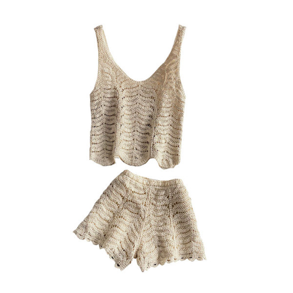 Új modell kötött női kétrészes szett