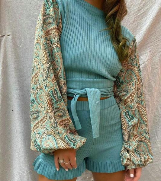 Női kordbársony dzsörzé - blúz és rövidnadrág