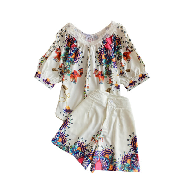 Színes fehér mintás női szett