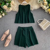 Dnevni ženski set majica bez rukava i kratke hlače