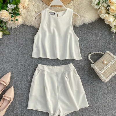 Dnevni ženski set majica bez rukava i kratke hlače