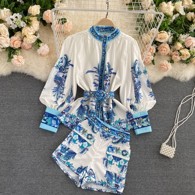 Πολύχρωμο γυναικείο σετ πουκάμισο + παντελόνι