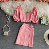 Uue mudeli lukuga ja lühikeste varrukatega naiste komplekt