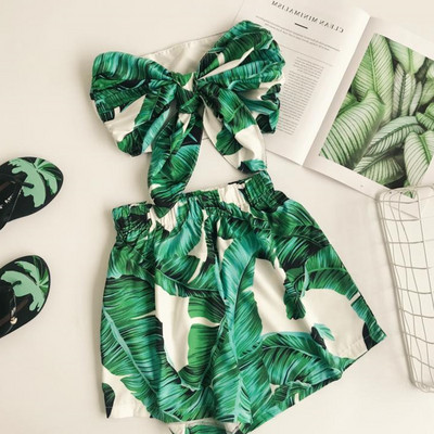 Värviline naiste komplekt kaheosalistest lühikestest pükstest ja rinnast