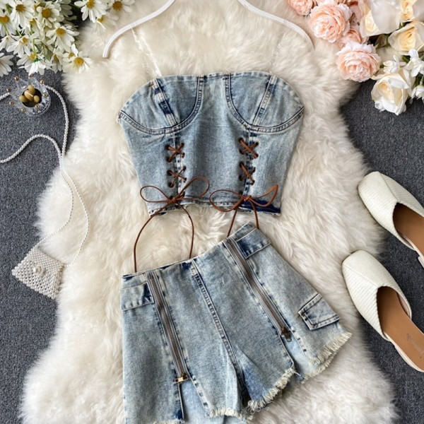 Ежедневен дамски дънков комплект от две части